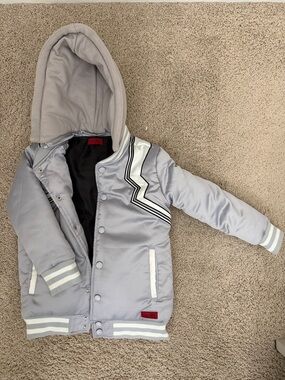 Haus of JR - Varsity Hooded Jacket with Contrast Stripe Detail